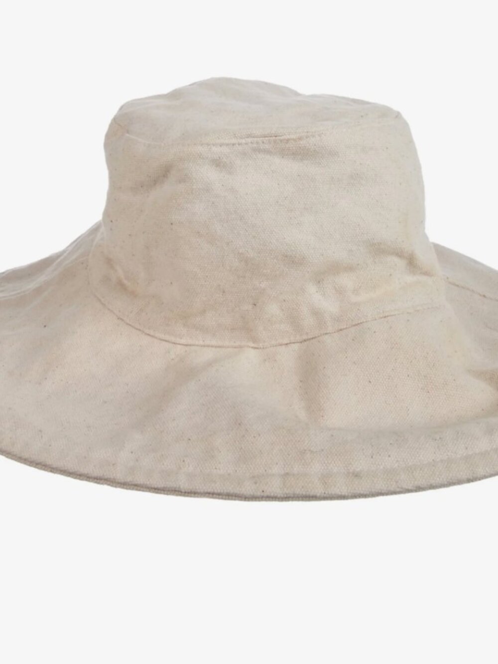 Wide Brim Canvas Sun Hat - Neutral - Size Small